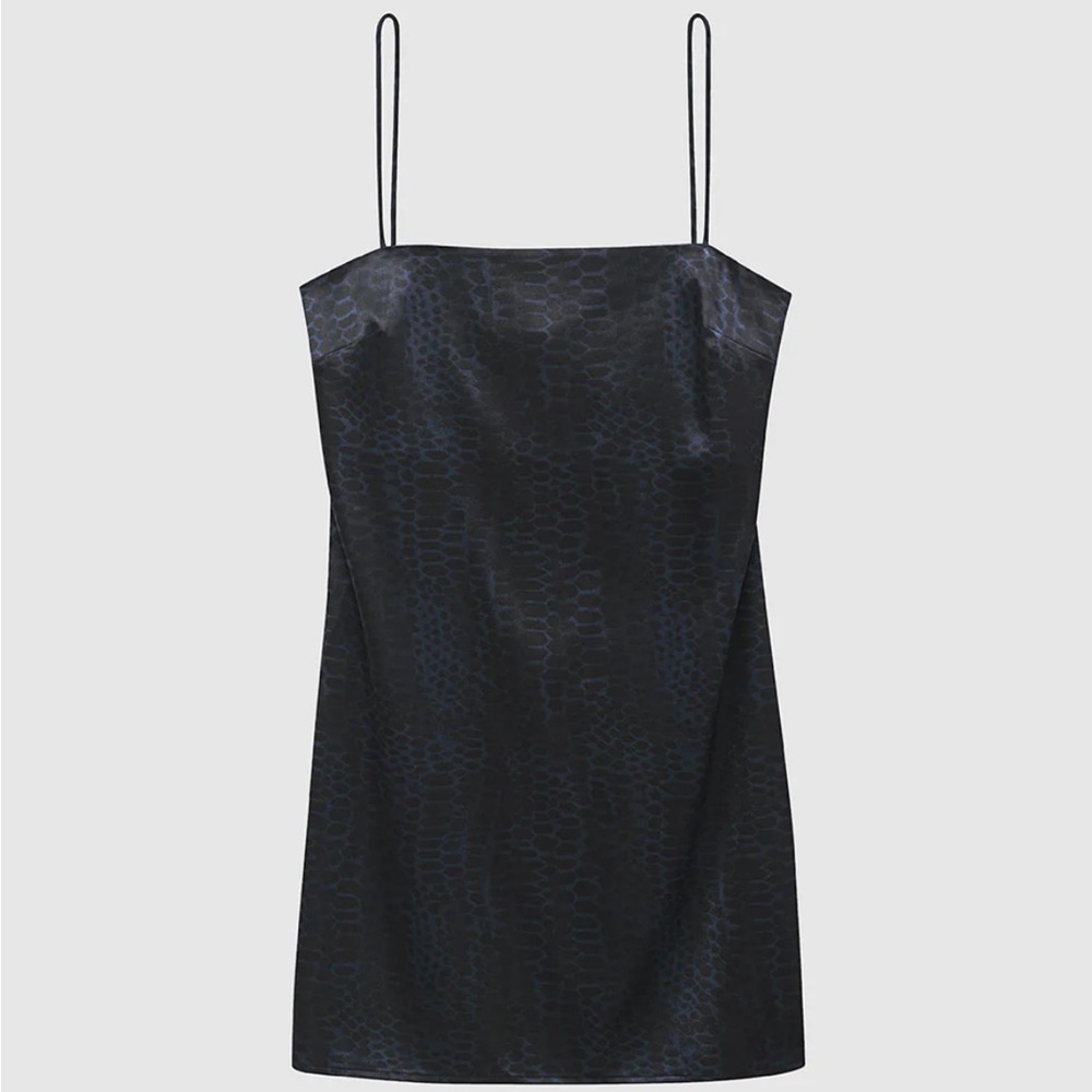 NEW NWT Anine Bing Valentine silk mini dress black and blue size small - Picture 5 of 8